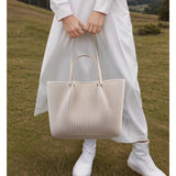 Pleated Tote Bag Lightweight Large Capacity Shoulder Bag
