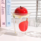 Cute Apple Glass Tumbler with 3D Apple Lid & Straw