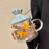 Goldfish Glass Mug with Candy Bag Lid & Straw