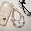 Pink Crystal Beaded Phone Charm Aesthetic Phone Wrist Strap
