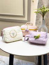 Floral Quilted Cosmetic & Travel Pouch Set