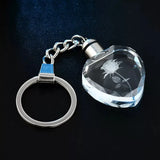 LED Crystal Heart Keychain Light Up Rose Key Ring