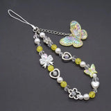 Butterfly Beaded Phone Charm Strap Aesthetic Crystal Phone Wrist Strap