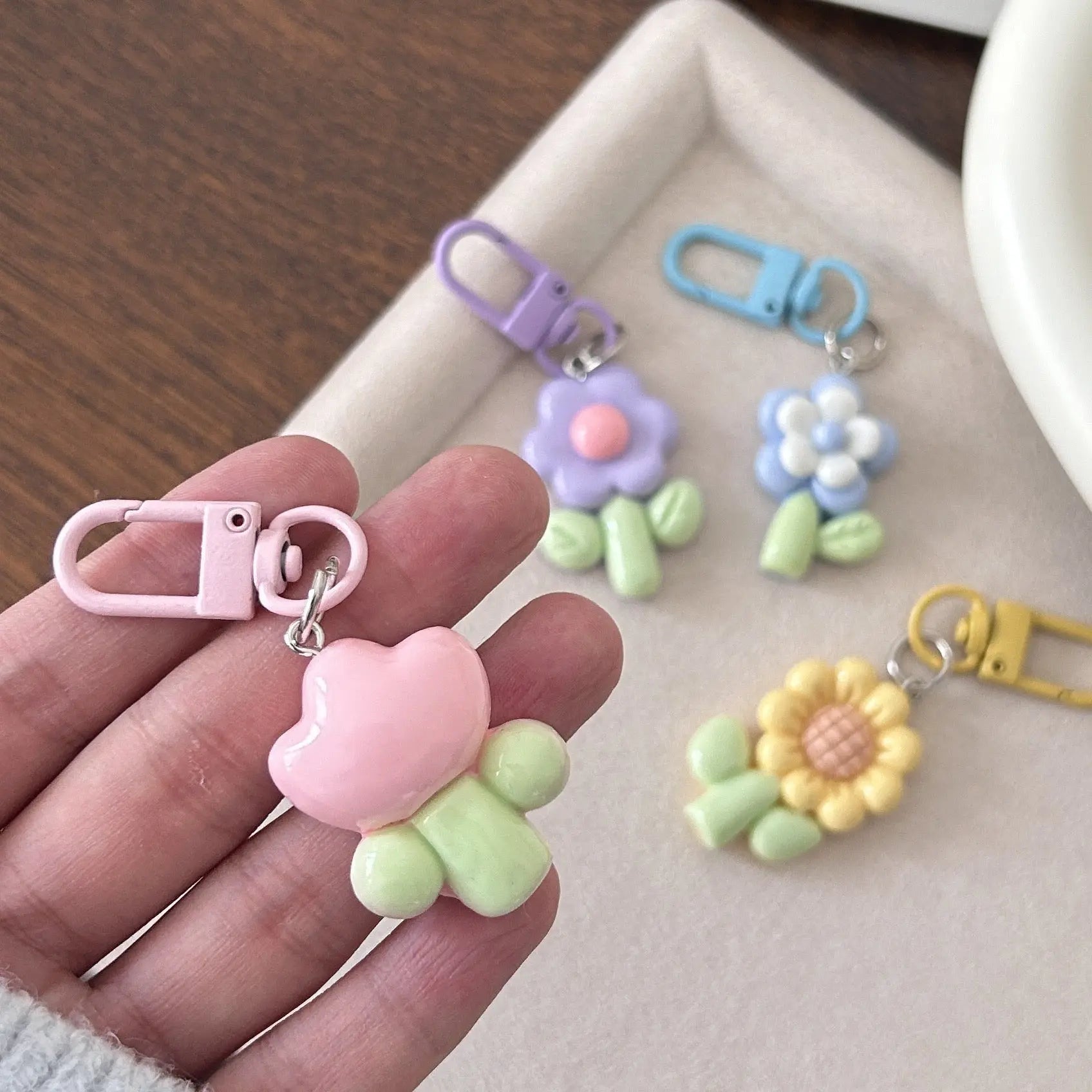 Cute Flower Keychain Kawaii Floral Bag Charm
