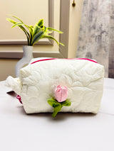 Floral Quilted Cosmetic & Travel Pouch Set