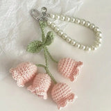 Crochet Flower Keychain Cute Handmade Tulip Bag Charm