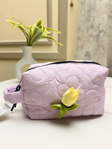 Floral Quilted Cosmetic & Travel Pouch Set