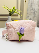 Floral Quilted Cosmetic & Travel Pouch Set