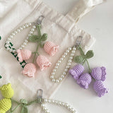 Crochet Flower Keychain Cute Handmade Tulip Bag Charm