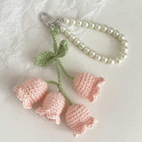 Crochet Flower Keychain Cute Handmade Tulip Bag Charm