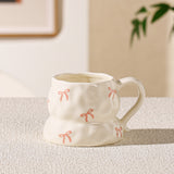Cute Aesthetic Ceramic Mug Floral, Heart & Cherry Design Coffee Cup