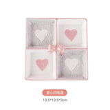 Cute Heart Snack Tray 4 Compartment Aesthetic Serving Plate