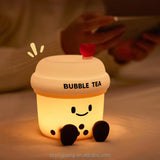 Cute Bubble Tea Night Lamp Kawaii LED Bedside Light with Soft Glow
