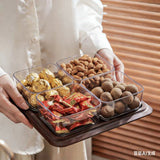 Luxury Snack Storage Tray Set4 Compartment Airtight Containers with Wooden Lid