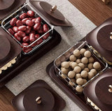Luxury Snack Storage Tray Set4 Compartment Airtight Containers with Wooden Lid