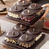 Luxury Snack Storage Tray Set4 Compartment Airtight Containers with Wooden Lid
