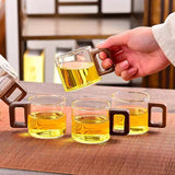 Pack Of 6 Wooden Cup Drying Rack with Glass Mugs Kitchen Organizer & Holder Set