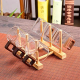 Pack Of 6 Wooden Cup Drying Rack with Glass Mugs Kitchen Organizer & Holder Set
