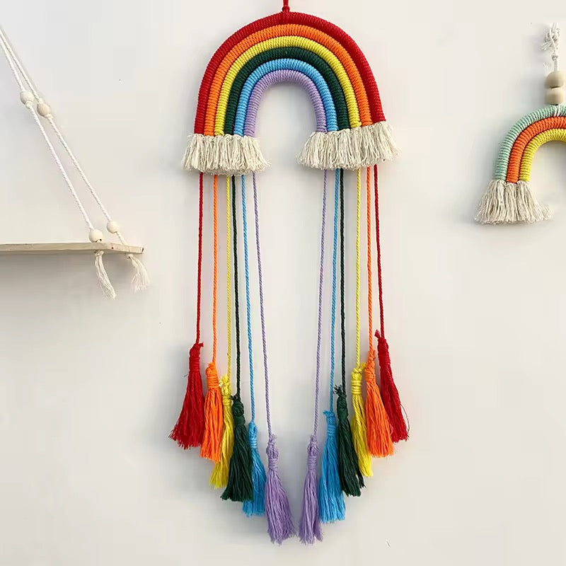 Handmade Rainbow Rope Hair Clip Holder & Wall Hanging