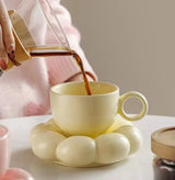 Cute Bubble Base Ceramic Coffee Cup & Saucer Set