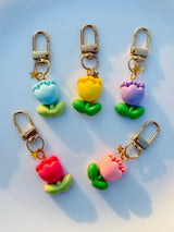 Pastel Tulip Flower Keychain Cute Aesthetic Bag Charm