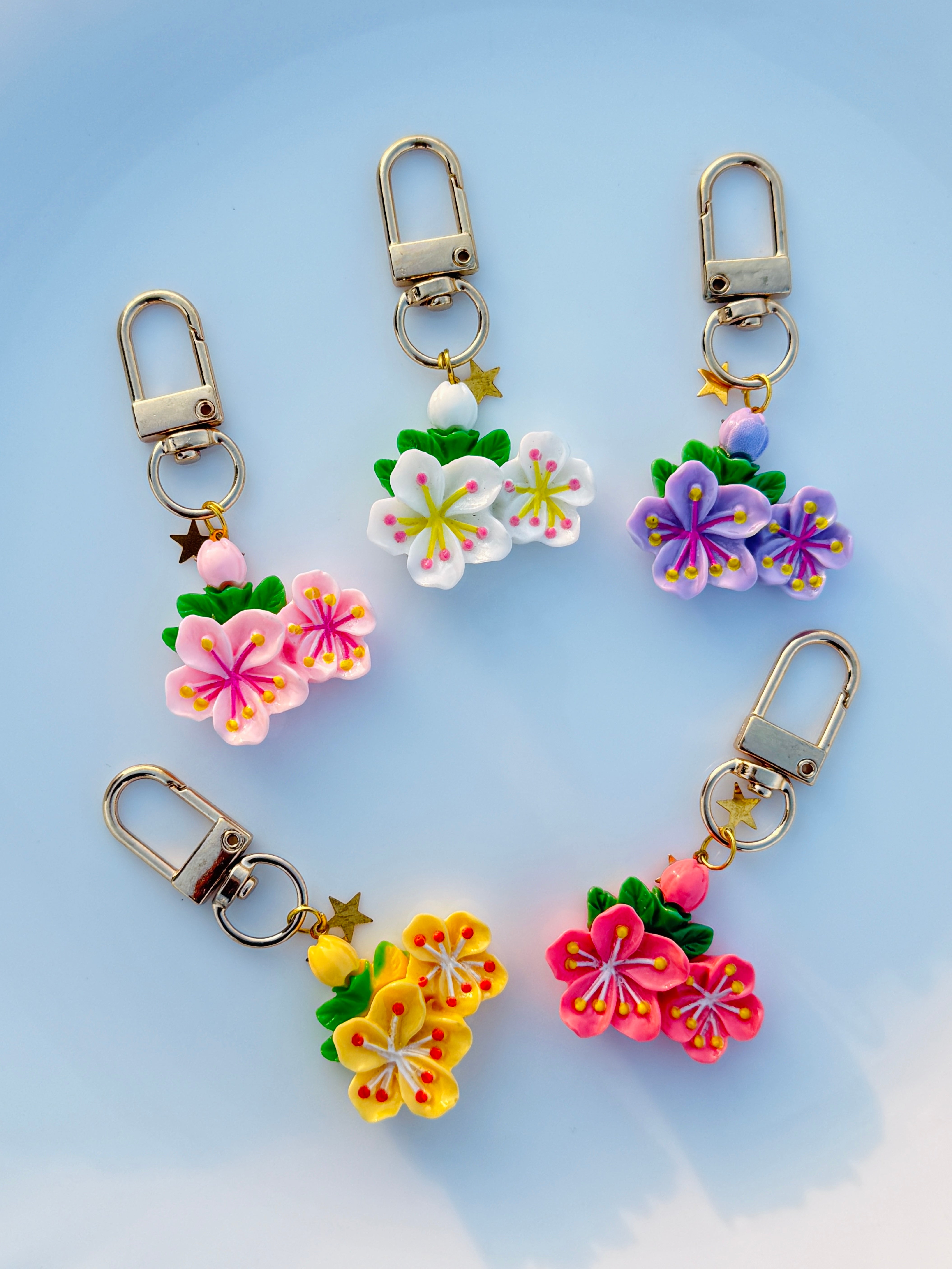 Blossom Cluster Flower Keychain Cute Spring Floral Bag Charm