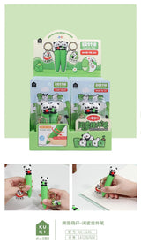 Bestie Panda Charm Gel Pen Set Cute Kawaii 0.4mm Black Ink Pens with Keychain