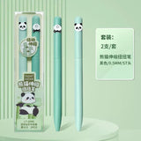 Cute Panda Pop-Up Gel Pen Set 0.5mm Kawaii Retractable Black Ink Pens (2 PCS)
