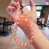 Cute Daisy Beaded Phone Charm Colorful Floral Wrist Strap Accessory
