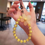 Cute Daisy Beaded Phone Charm Colorful Floral Wrist Strap Accessory