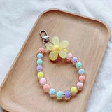 Cute Daisy Beaded Phone Charm Colorful Floral Wrist Strap Accessory