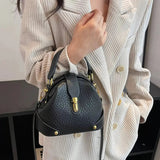 Luxury Textured Mini Handbag Elegant Crossbody Shoulder Bag with Gold Lock