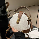 Luxury Textured Mini Handbag Elegant Crossbody Shoulder Bag with Gold Lock
