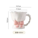 Elegant Bow Ceramic Coffee Mug Aesthetic Vintage Tea Cup