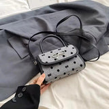 Vintage Bow Top Handle Bag Chic Polka Dot Mini Handbag