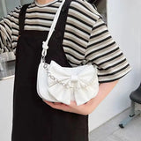 Elegant Bow Shoulder Bag Mini Pearl Chain Handbag