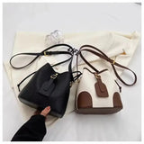 Minimalist Bucket Bag Classic Leather Crossbody & Shoulder Handbag