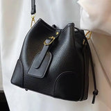 Minimalist Bucket Bag Classic Leather Crossbody & Shoulder Handbag
