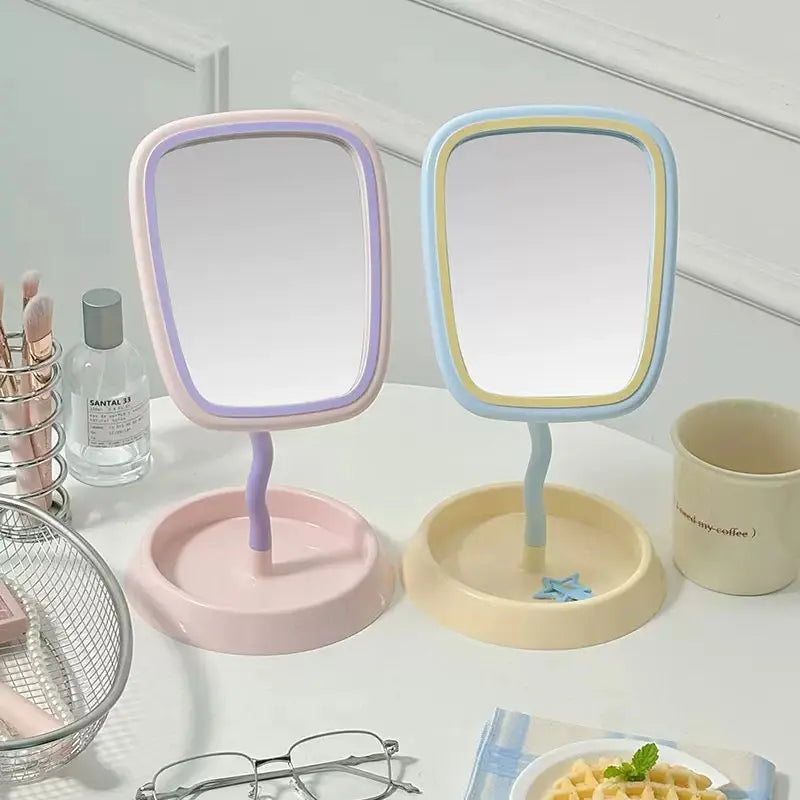 Pastel Wavy Vanity Mirror with Stand