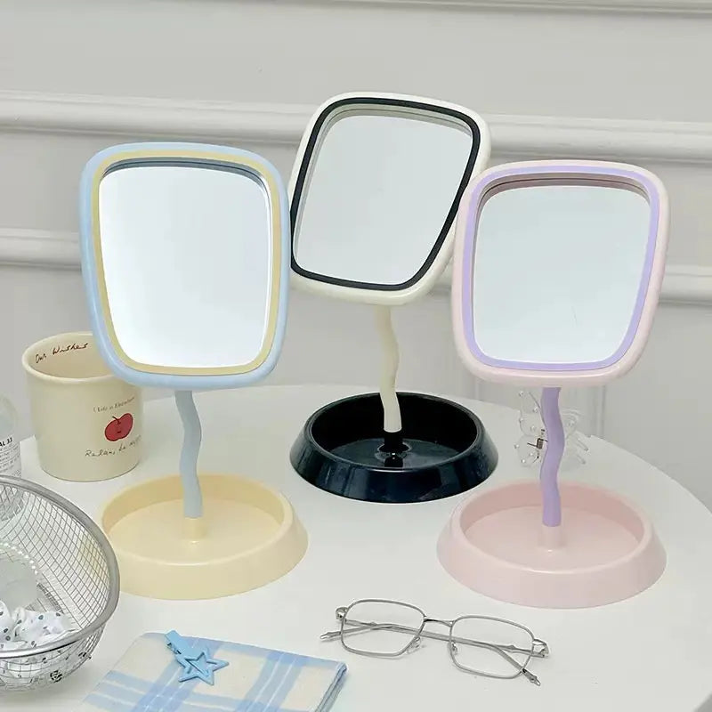 Pastel Wavy Vanity Mirror with Stand