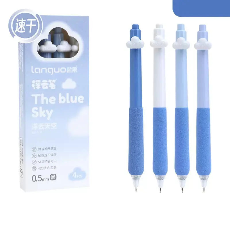Blue Sky Cloud Gel Pen Set Cute Aesthetic Smooth Writing Pens (4 Pack)