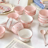 Pack Of 2 Kawaii Bow Ceramic Bowl & Spoon Set