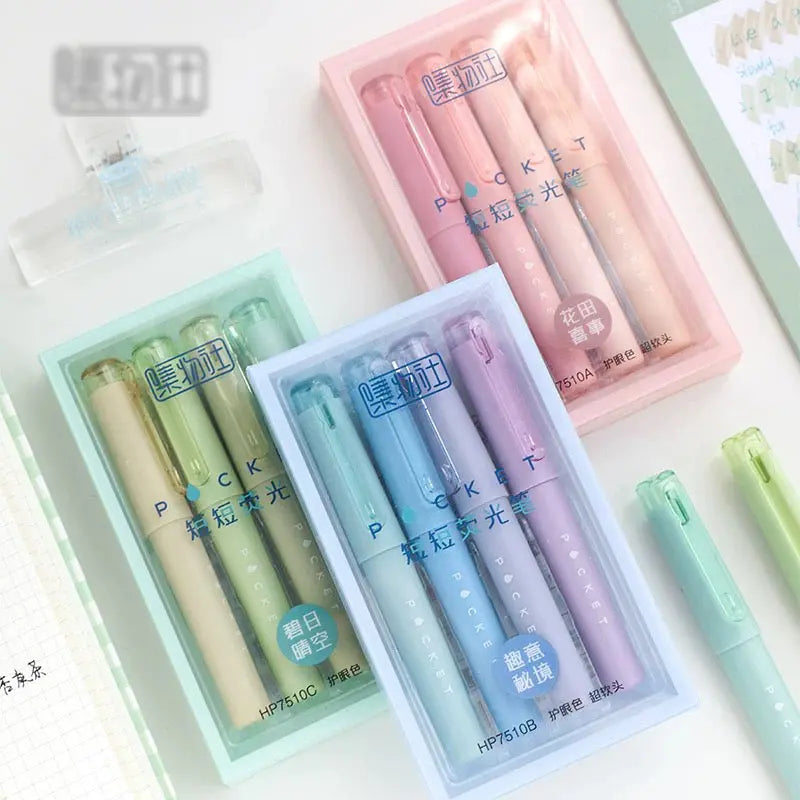 Pastel Pocket Highlighter Set Soft Aesthetic Markers (4pcs)