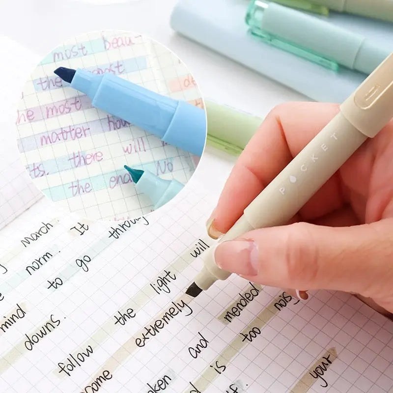 Pastel Pocket Highlighter Set Soft Aesthetic Markers (4pcs)