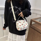 Cute Strawberry Print Corduroy Crossbody Bag