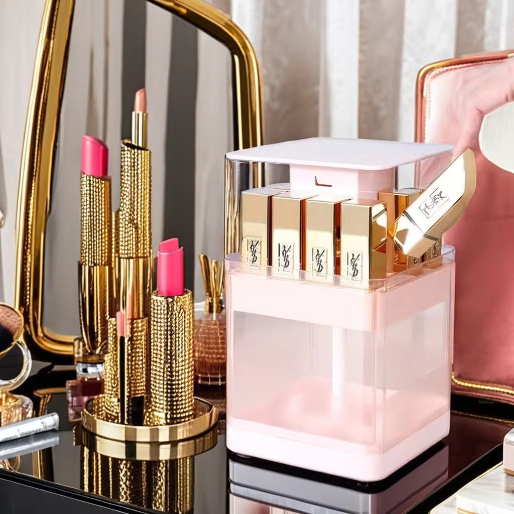 Portable Lipstick & Perfume Holder 12 Compartment Clear Storage Organizer for Travel Bathroom & Vanity
