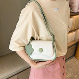 Pastel Colorblock Crossbody Bag with Flower Charm