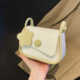 Pastel Colorblock Crossbody Bag with Flower Charm