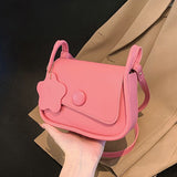 Pastel Colorblock Crossbody Bag with Flower Charm