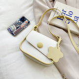 Pastel Colorblock Crossbody Bag with Flower Charm